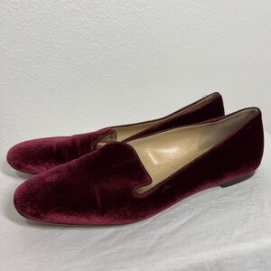 J. Crew Burgundy Velvet Flats